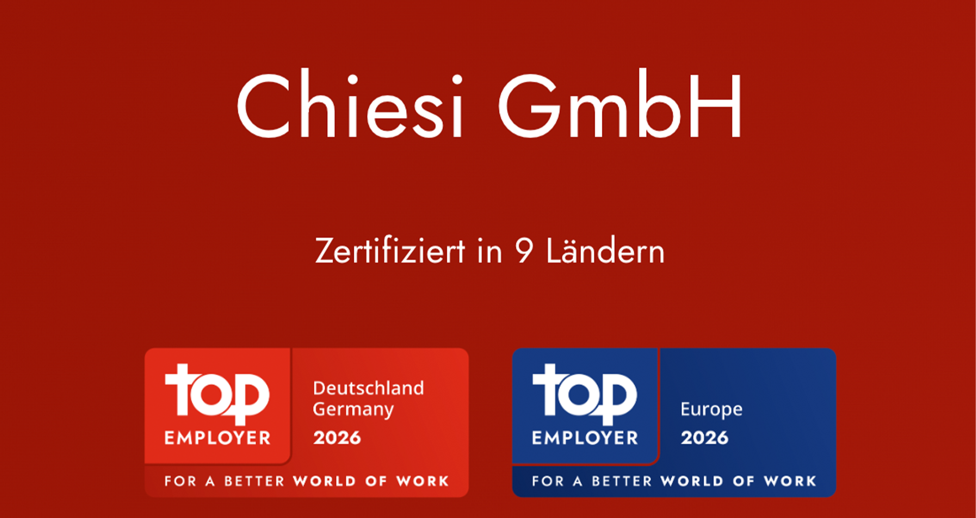 Chiesi GmbH erneut als Top Employer ausgezeichnet